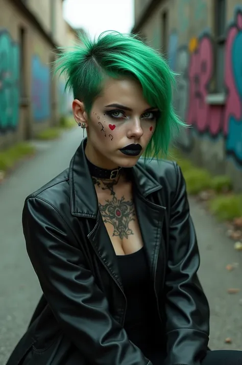 Ultra-realistic 8k CG, masterpiece, ((Ultra detailed background, Intricate details)), best quality, Intricate details, Chromatic Aberration, woman, 20 years old, looking at viewer, punk, punk girl,  black punk styled makeup, black punk makeup, winged eyeli...