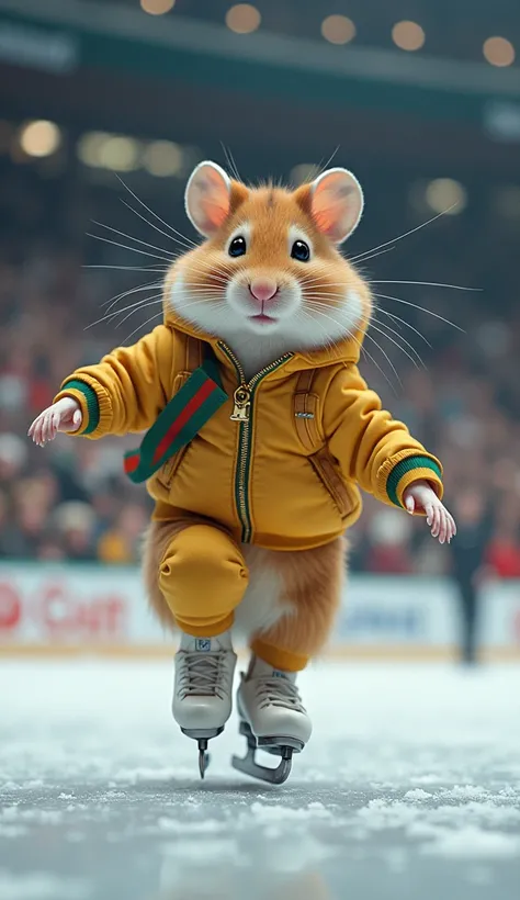 Write a satirical article about a Gucci-sponsored hamster ice-skating championship that has taken the animal world by storm. Include dramatic quotes from fans and rivals."
