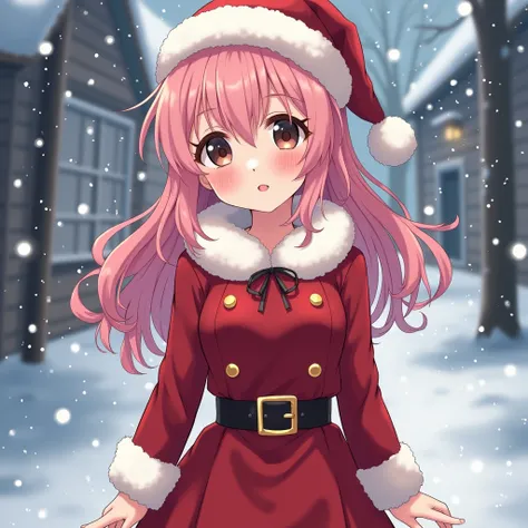 
seiko ayase for anime Dandadan.... Wearing Mother Claus clothes  