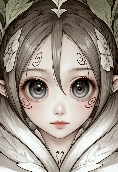 Drawing of a woman, Pointed face and gray eyes,  detailed anime girl portrait ,  awesome anime face portrait, Soft anime illustration , face animated portrait, detailed big eyes , portrait of an anime creature , anime portrait,  soft face of detailed anime...