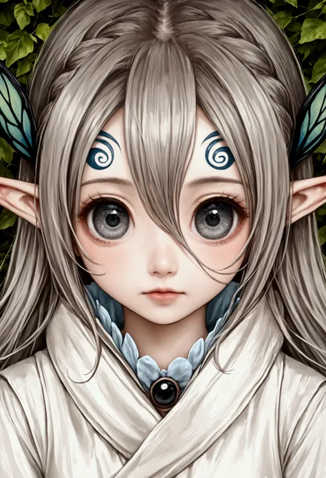 Drawing of a woman, Pointed face and gray eyes,  detailed anime girl portrait ,  awesome anime face portrait, Soft anime illustration , face animated portrait, detailed big eyes , portrait of an anime creature , anime portrait,  soft face of detailed anime...