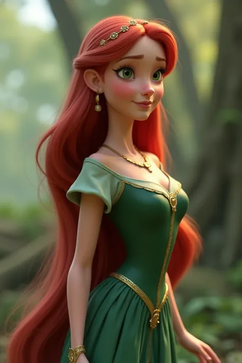 Disney Princess Fiona realistic full body 3D photo from side 