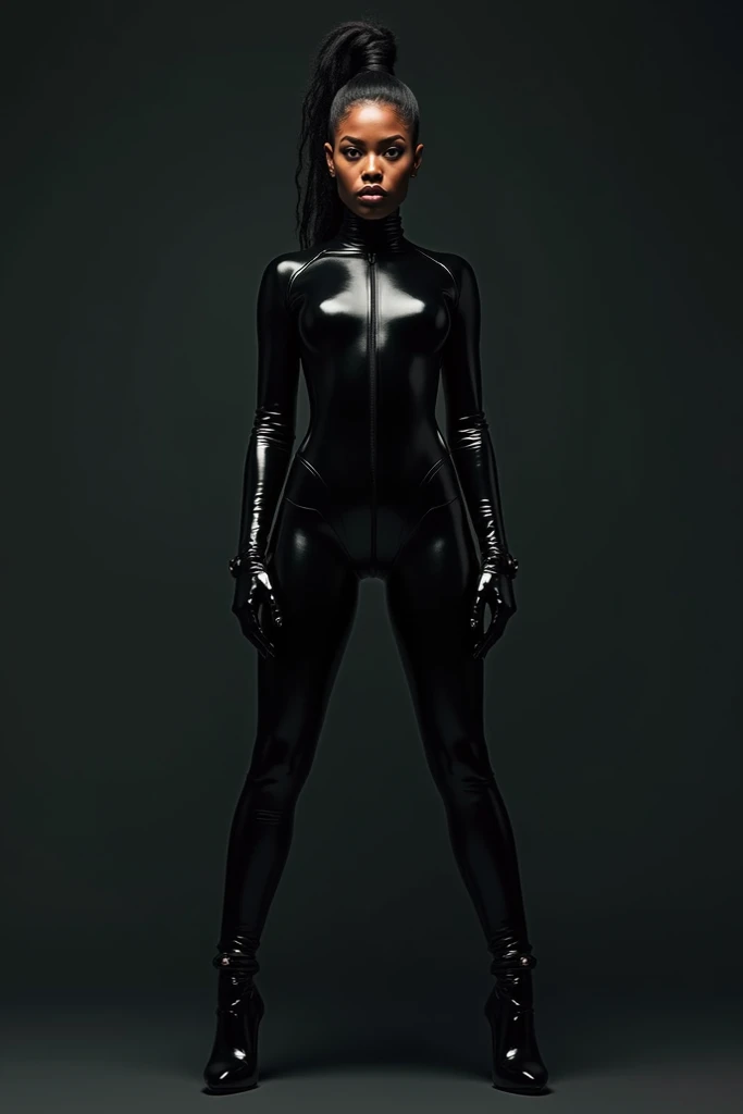 Black woman in latex uniform (full body)