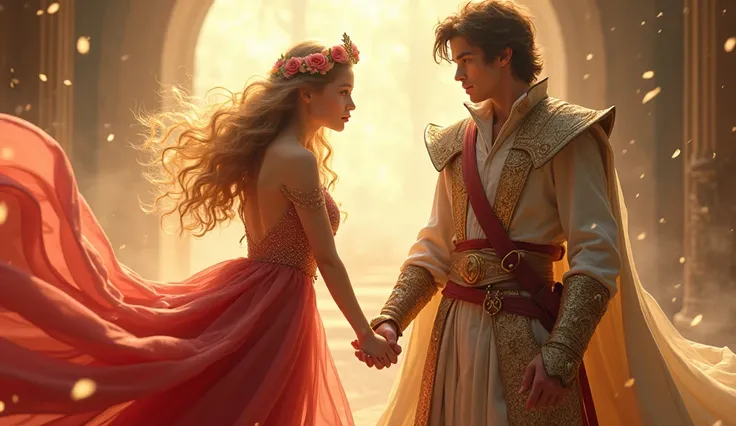 Rosie saving Aiden
"Rosie the Rose Princess 
Rosie is a magical princess baby blue eyes long blond wavy hair wearing a red roses crown and wear a red princes gown with a radiant and ethereal beauty. Her soft pink gown flows like rose petals, shimmering wit...