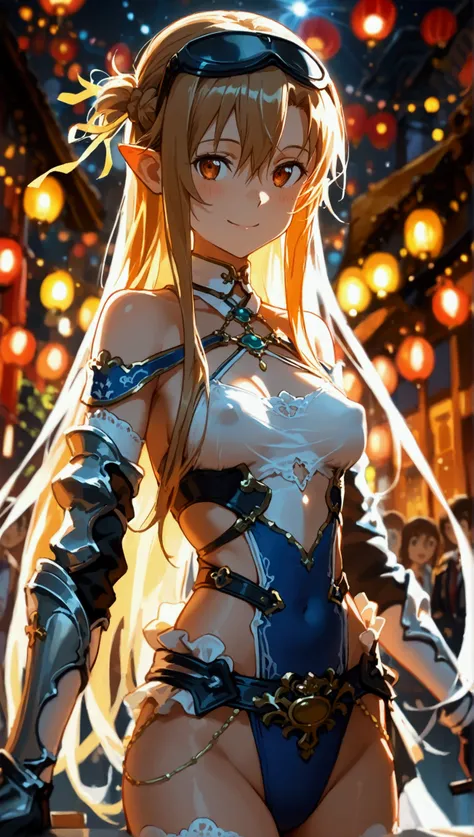 anime Sword art online Asuna bikini high definition, Long hair,  look at the audience,  boobs, smile, Twintail,  boobsใหญ่,  cowboy camera angle , ribbon,  flickering light , big nipple, หูหมาป่า, อ้าปาก, ฟันเขี้ยว, น้ำตา, แลบลิ้น, 