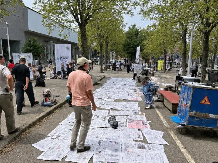 a place equipped with media tools and equipment, a road equipped with sound, visual, speech bubbles and information flow, a historical place where the pages of the newspapers are connected to the digital platform a road equipped with information flow in a ...