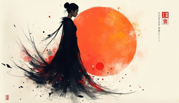 Minimalist japanese art, colorful art, ink
