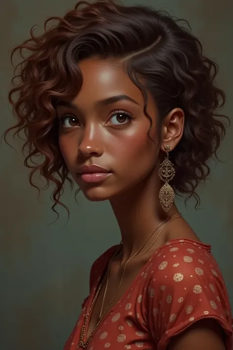 You could make an arcane-inspired character that has slightly dark skin, short copper-colored chocolate curls and brown eyes.