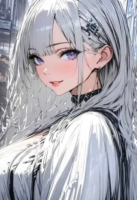 (masterpiece,  best quality :1.2,UHD,High Resolution,Detailed depiction)、 dating an adult older sister、 sexy lips、The eyes are beautifully drawn、 white jacket、 black tight mini skirt、Black knee-highs、 white knee-high boots 、Take pictures so you can see you...