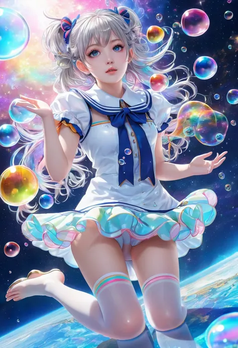 (masterpiece), (best quality), (official art, extremely detailed CG unity 8k wallpaper), (highly detailed), ((absurdres)), 1girl, mid shot, (exquisite facial features),(serafuku:1.3) ((sfw)),((clear hands)), ((white thighhighs without shoes)),aqua eyes, co...