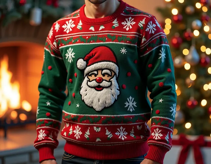 embroidered Christmas sweater related to condoms