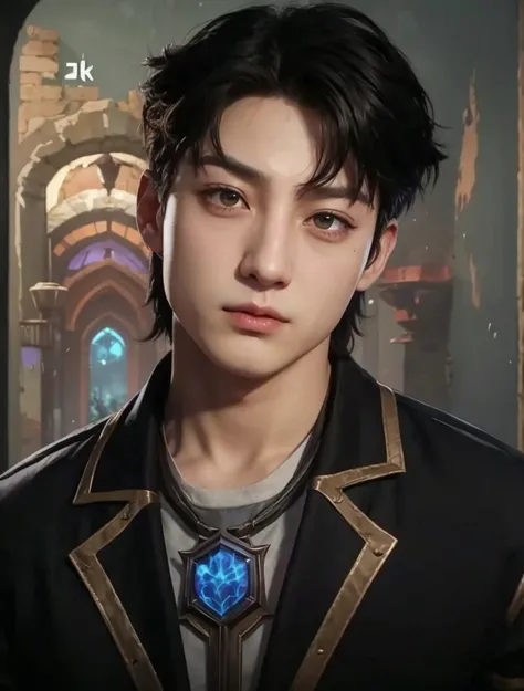 Jungkook with a frown Arcane Riot Games style 