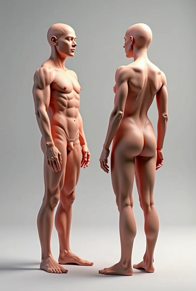  anatomy, 8K ultra HD, model of the human body from the front and back, a man and a woman who can see their skin and not the muscles that can be seen completely from the front and completely from the back