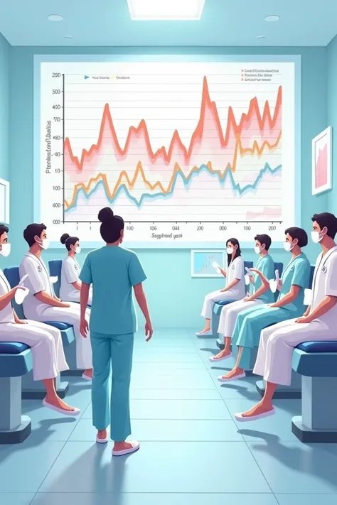 Imagine create an image of a graph with the vital signs of all people who are in an emergency department application sheet in Spanish 