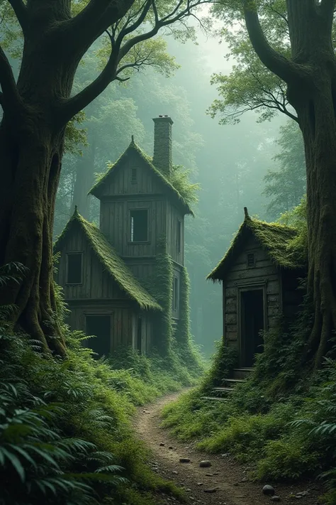 Abandoned village in the woods