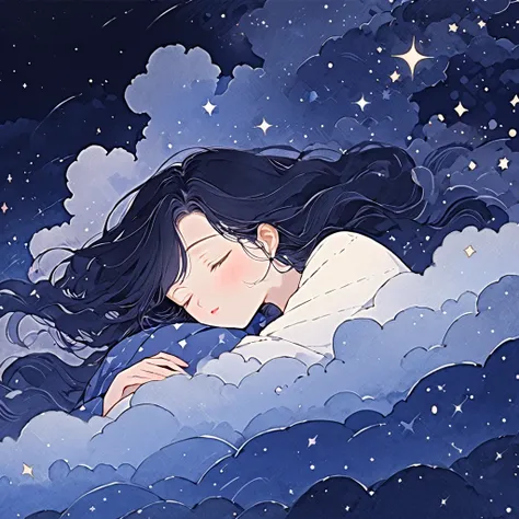  Night Sky 、Sleeping woman、cloud、