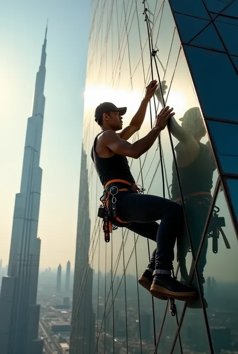 Indonesian man climbs burjhalifa building