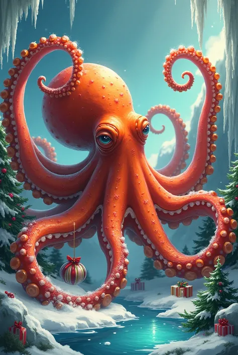 Very Christmas orange octopus