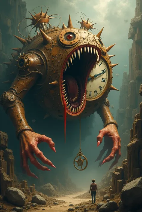 Create an image for my bizarre story of the clock that ate time 