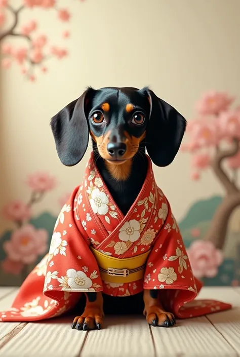 1 dachshund in Japanese clothes 