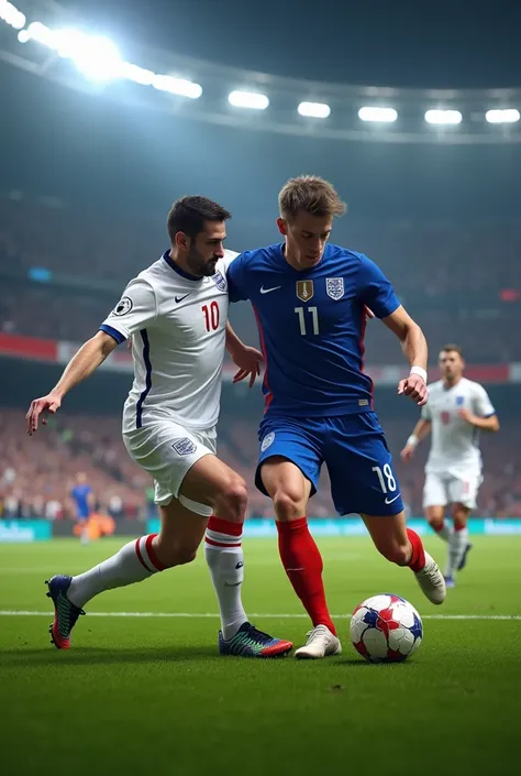 England soccer team alongside Frances national soccer team , With a kind of confrontation 