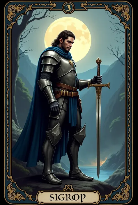 Taro card with knight of swords , twiligh saga themed with jacob