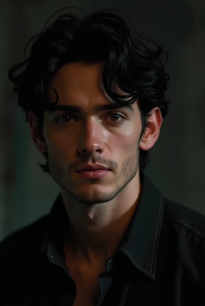  real film , a boy, black hair, brown eyes, no beard, bauchmuskel, night, square face, light skin, a face like damon salvatore, Beste Quality, Details, Hohe Details, Quality,  super detailed,  textured skin, Hohe Quality, HD model, light skin, Skin pores 