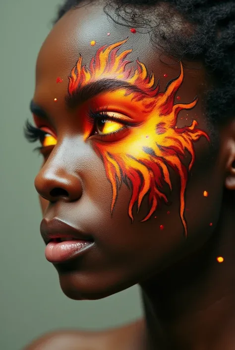 makeup that reflects the process of a plant being or being set on fire