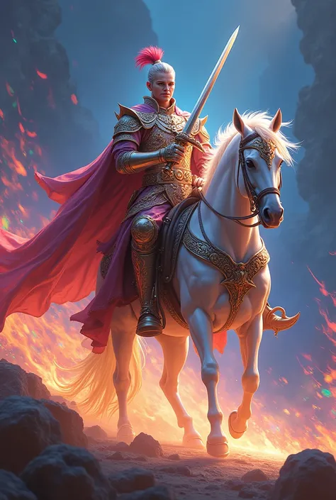  is intelligent, colorful, and majestic, holds the best sword in the world, and rides a brilliantly decorated white horse.. Surrounded by colorful fires at night, the man who protects General .