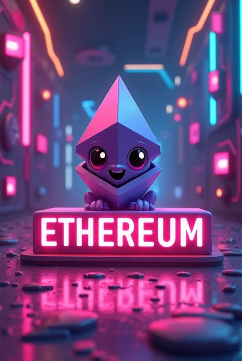 Cute etherium  text box in futuristic gaming style , with pink and purple theme