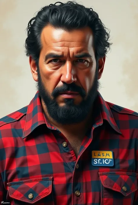 Chávez wearing a flannel that says EMAC Pro 