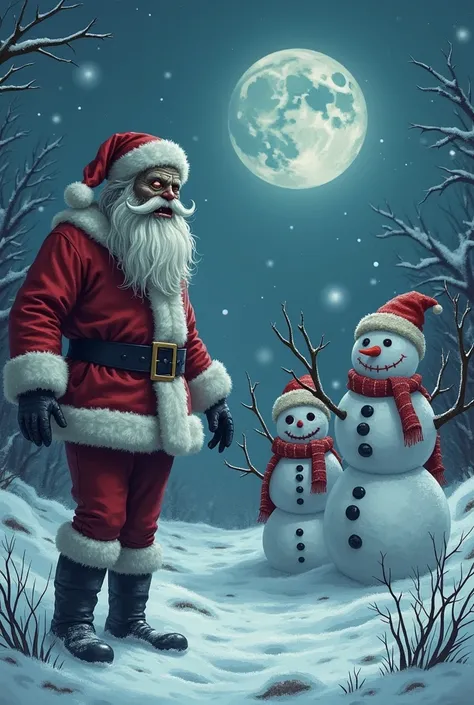 Zombie snowmen and zombie Santa Claus 