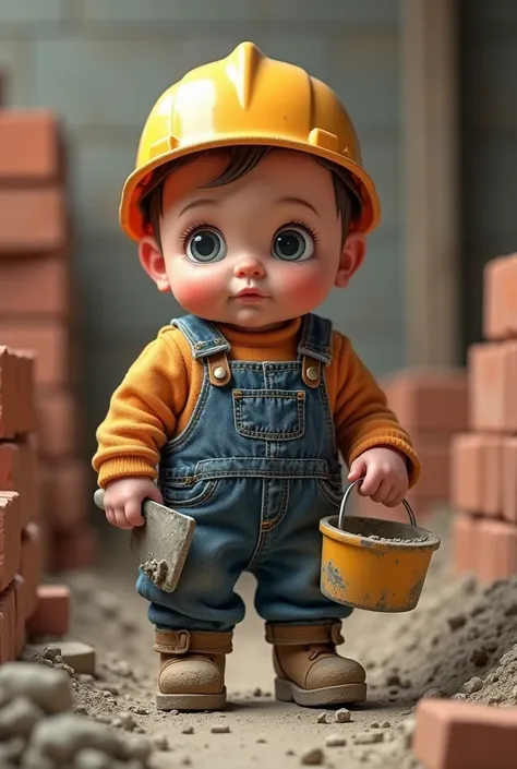 Photo of a  bricklayer baby in 8k
