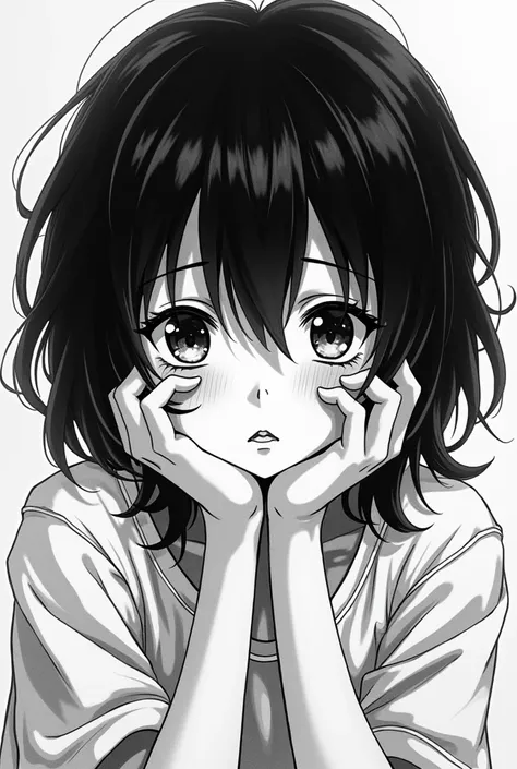 A teenager with emotional disorder in black and white anime man