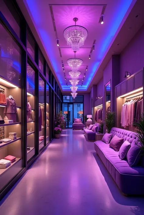 boutique purple light store wide 