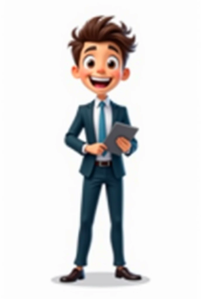  Young animated accountant expert on a white background