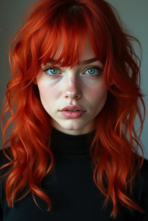 Photo of a brunette girl with her hair dyed red
