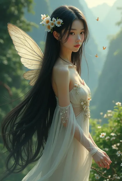 An Asian fairy with straight black hair by Maria Chiquinha