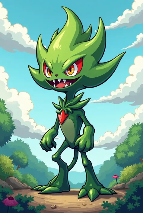 A spear gisantes but Pokemon version in the pixel art of Plants vs. Zombies