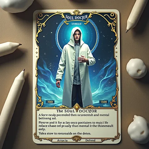  Create a monster card  :
1. no :  Psychiatrist
2 .  stars  : ! 4 
3 . picture :  Soul Doctor with blue aura
4 . Description :  Each round can add 500 Life Points
! 5. ATK :  1000
6 . def : 1500
