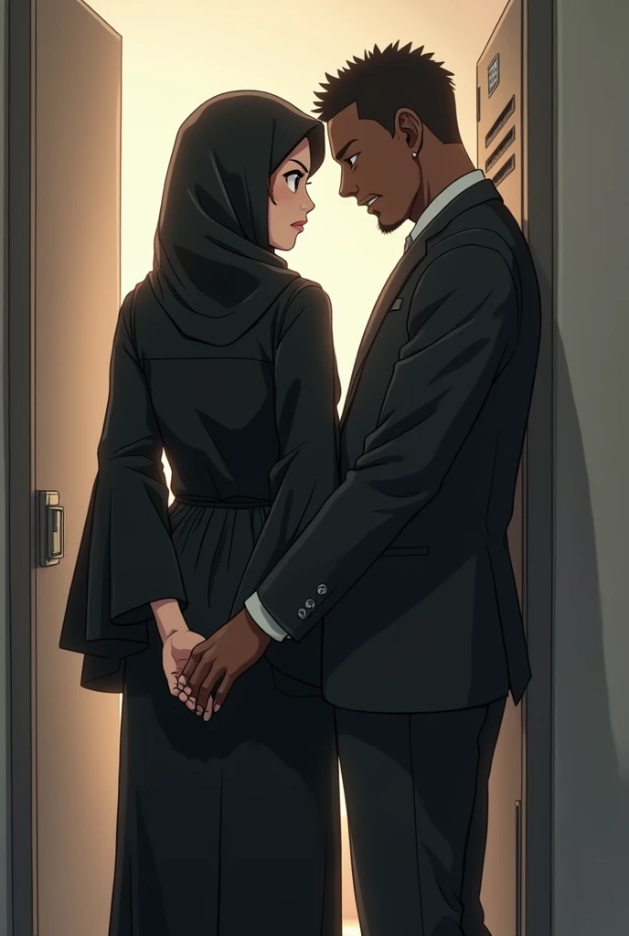 Black sissy boy in hijab as bride  ,ass out pants ,spanked by two black tough men , back view , screaming ,ass view, breeding, on bicycle ، anime, grabbing ass, in locker, groping ass