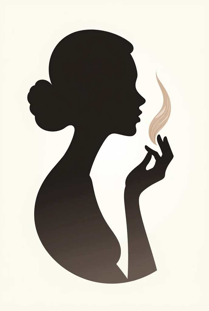 Logo for face creams,  silhouette of a woman with a cream base on her hand, putting cream on her face  

