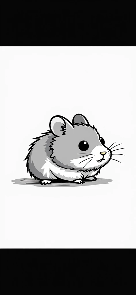 black and white background simple horizontal hamster