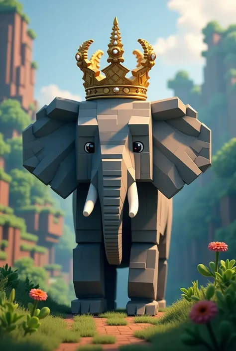 Minecraft elephant with crown
