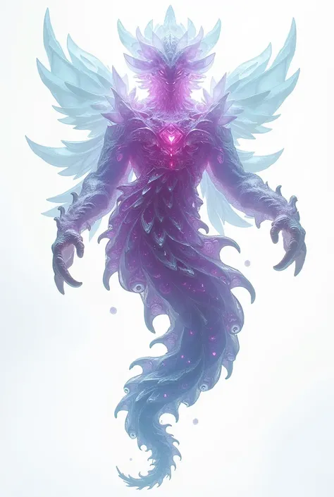 Kinetic Evenkite Elemental, Creature Concept Art, Floating Gemstone Golem, Living Gemstone Creature, White Background, Intricate Design