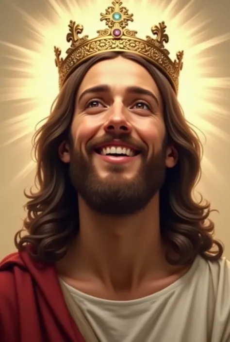 Image of Jesus smiling with a crown on his head