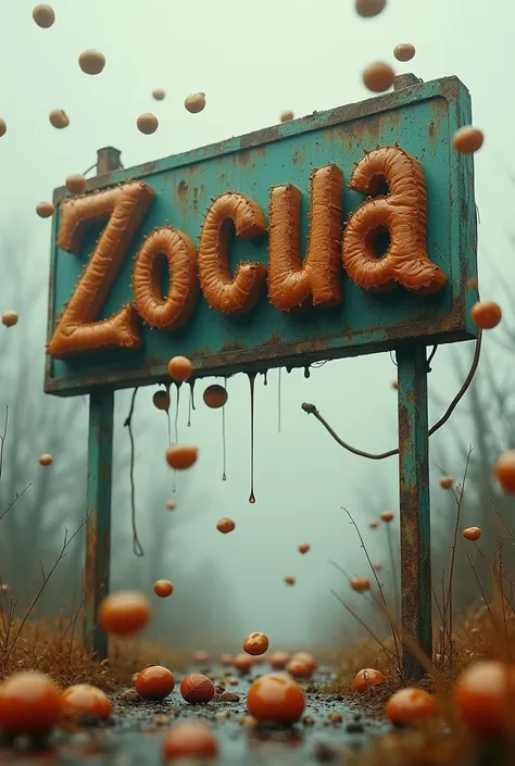 Hazelnut Rain placed on a large sign that says Zocua, Soon