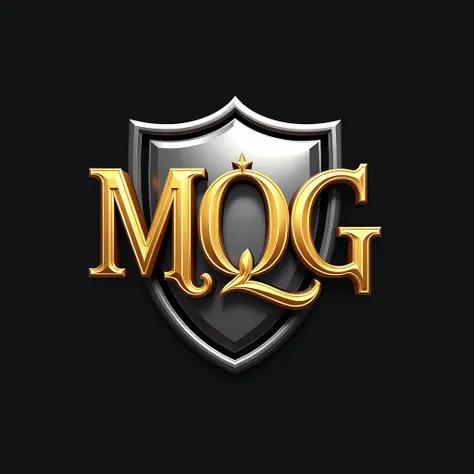  Create a logo brand with the name MQG  . Please, to improve,   something more flashy and with large letters ,  with gold Serif and one wrapped in the letters, Nothing flashy , silver shield with silver details ,the two colors combining  