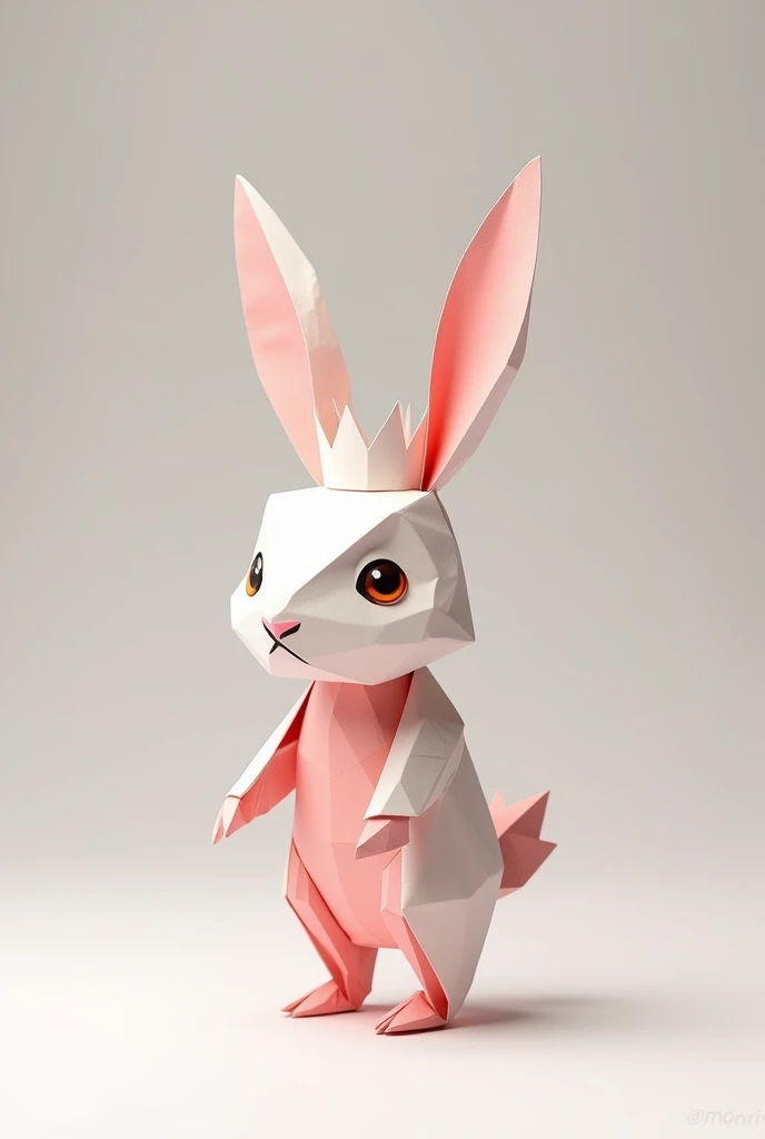 A rabbit named petunia who has a crown and has arms and legs and made of paper and can walk and arms