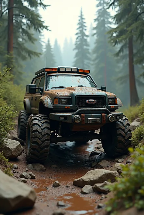 Off-road car in the wilderness 